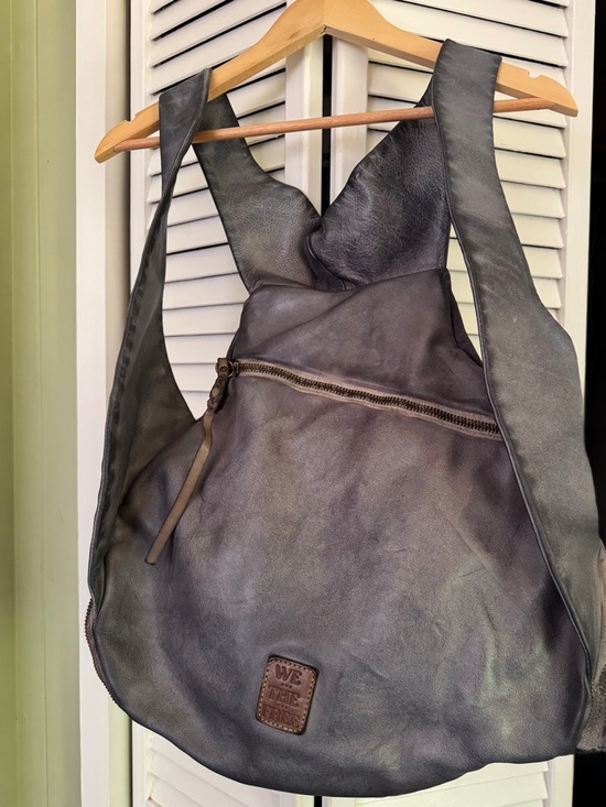 Free People Bronko Leather  Backpack- Dusty Blue main image 4